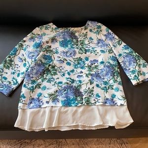 Floral long 3/4 sleeve blouse - L